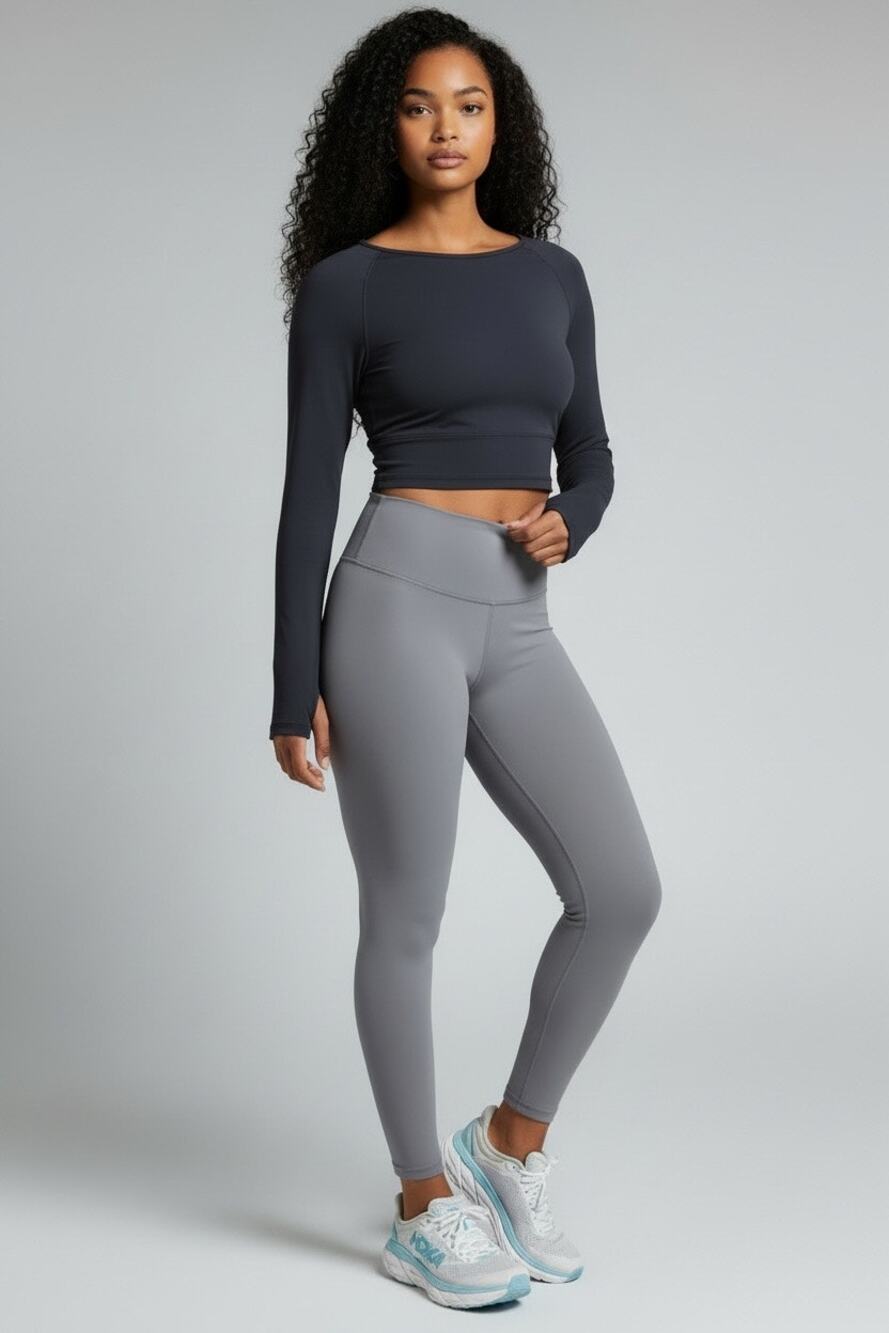 Banana Republic Long Sleeve Cropped Athletic Top Quick Dry Gray XL